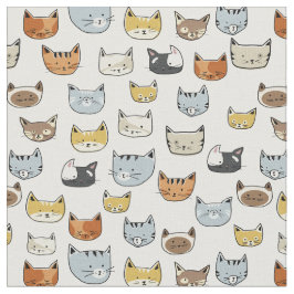 Cat Face Doodle Patroon Stof