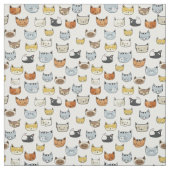 Cat Face Doodle Patroon Stof (Swatch)