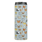 Cat Face Doodle Patroon Thermosbeker (Achterkant)