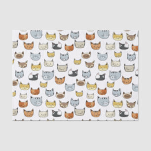 Cat Face Doodle Patroon Tissuepapier