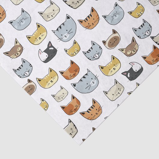 Cat Face Doodle Patroon Tissuepapier (Detail)