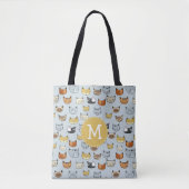 Cat Face Doodle Patroon Tote Bag (Voorkant)