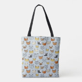 Cat Face Doodle Patroon Tote Bag (Achterkant)