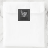 Cat Face Drawing By Mark Edward Westerfield  Vierkante Sticker (Tas)