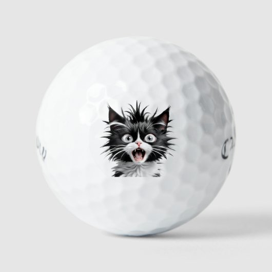 Cat Face Drawing Graphic Golf Ball Set van 3, Dozi Golfballen (Voorkant)