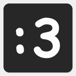 Cat Face Emoticon: 3 Square Sticker