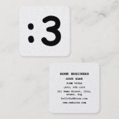 Cat Face Emoticon :3 Vierkante Visitekaartje (Voorkant / Achterkant)