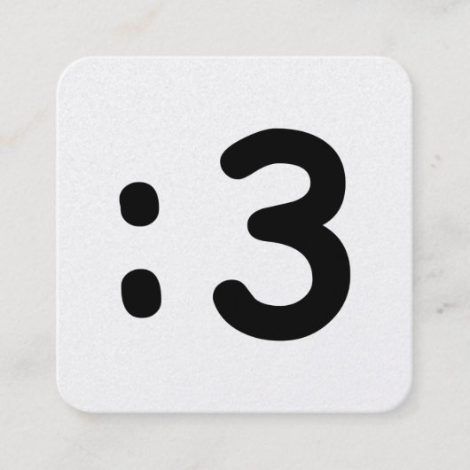 Cat Face Emoticon :3 Vierkante Visitekaartje (Voorkant)