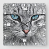 Cat Face Fractal Design-10682 Vierkante Klok (Voorkant)