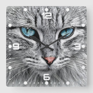 Cat Face Fractal Design-10682 Vierkante Klok