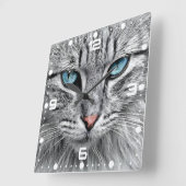 Cat Face Fractal Design-10682 Vierkante Klok (Hoek)