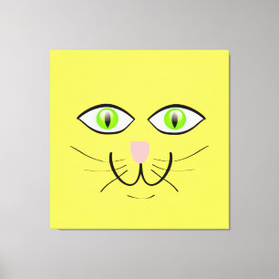 Cat Face Funny Cartoon-29034 Canvas Afdruk
