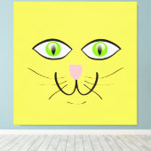 Cat Face Funny Cartoon-29034 Canvas Afdruk (Insitu (Houten vloer))