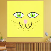 Cat Face Funny Cartoon-29034 Canvas Afdruk (Insitu (Woonkamer))