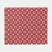 Cat Face Gingham Pattern Cute Red Fleece Deken (Voorkant (Horizontaal))