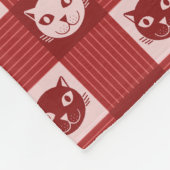 Cat Face Gingham Pattern Cute Red Fleece Deken (Hoek)