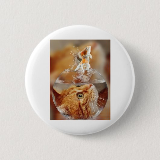 Cat Face Goldfish glass close-up uitzicht ogen Ronde Button 5,7 Cm (Voorkant)