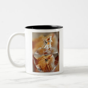 Cat Face Goldfish glass close-up uitzicht ogen Tweekleurige Koffiemok
