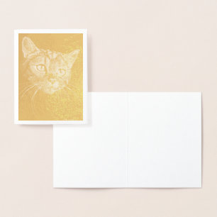 Cat Face! gouden folie briefkaart