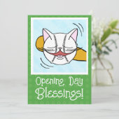 Cat Face Honkbal Openingsdag Zegeningen Kaart (Staand voorkant)