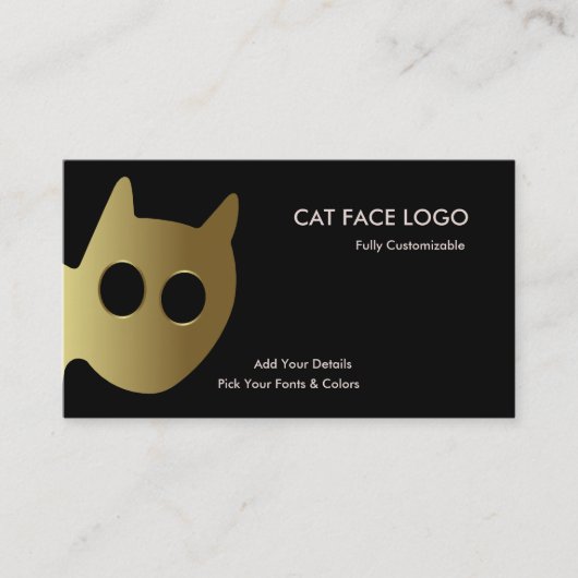 Cat Face Logo - Gouden Kat Visitekaartje (Voorkant)