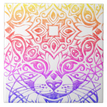 Cat Face Mandala Metallic Bright Look Keramische T