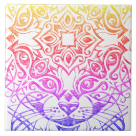 Cat Face Mandala Metallic Bright Look Keramische T Tegeltje