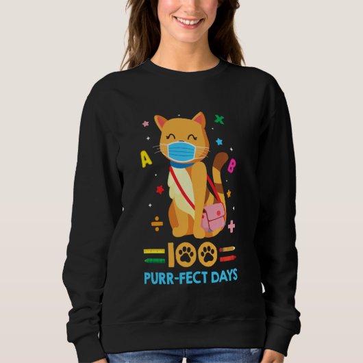 Cat Face Mask Funny 100 dagen van Kinder jongens G Trui (Voorkant)