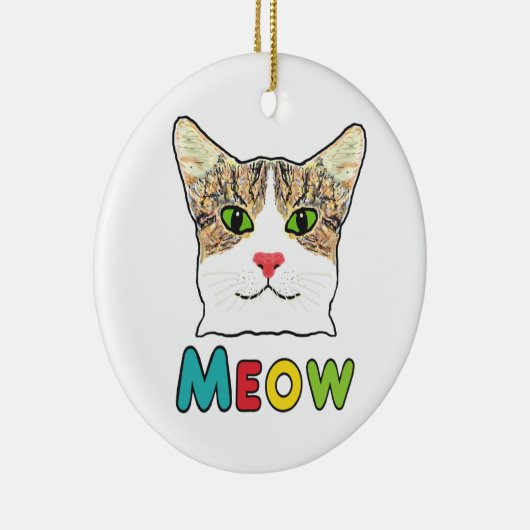 Cat Face Meow Keramisch Ornament (Rechts)