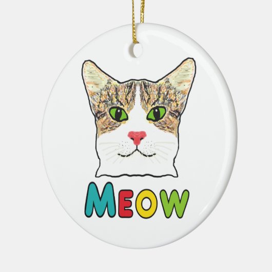 Cat Face Meow Keramisch Ornament (Links)