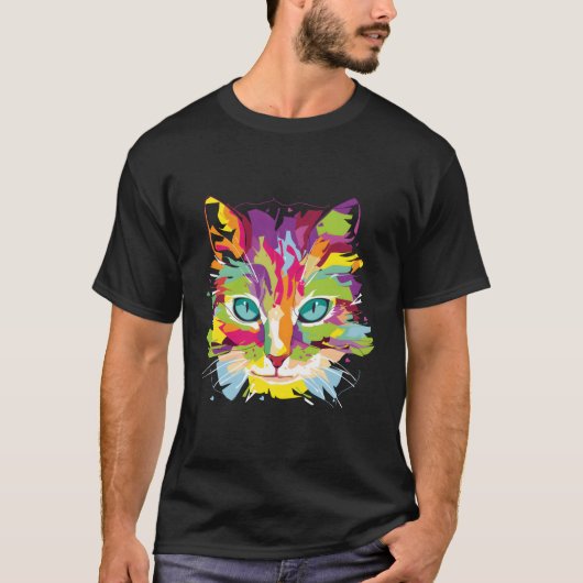 Cat Face multi-gekleurd T-shirt (Voorkant)