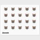 Cat Face MultiColor Ronde Sticker (Vel)