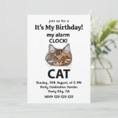 Cat Face My Alarm Clock Tabby Cat Birthday Kaart (Staand voorkant)