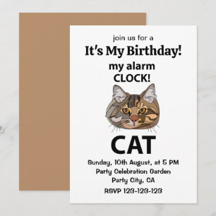 Cat Face My Alarm Clock Tabby Cat Birthday Kaart