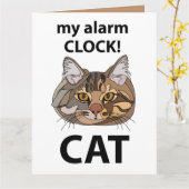 Cat Face My Alarm Clock Tabby Cat Kaart (Gele Bloem)