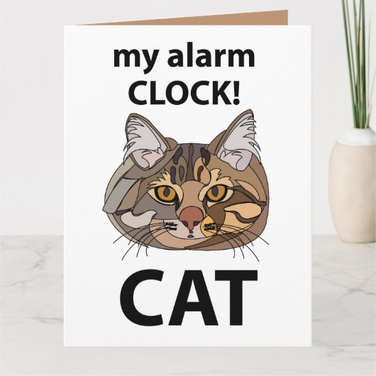 Cat Face My Alarm Clock Tabby Cat Kaart (Voorkant)