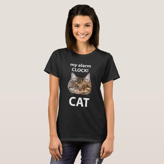 Cat Face My Alarm Clock Tabby Cat T-shirt (Voorkant volledig)