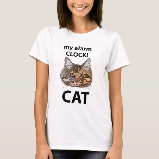 Cat Face My Alarm Clock Tabby Cat T-shirt (Voorkant)