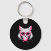 Cat Face Nk Gles Bubble Gum Cute Kitty Women Girls Sleutelhanger (Voorkant)