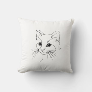 Cat Face One-Line Minimalist Art Kussen
