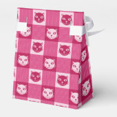 Cat Face Pink Gingham Pattern Cute Bedankdoosjes (Achterkant)