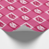 Cat Face Pink Gingham Pattern Cute Cadeaupapier (Hoek)