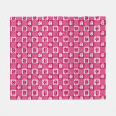 Cat Face Pink Gingham Pattern Cute Fleece Deken (Voorkant (Horizontaal))