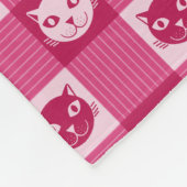 Cat Face Pink Gingham Pattern Cute Fleece Deken (Hoek)