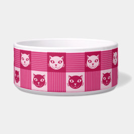 Cat Face Pink Gingham Pattern Cute Voerbakje