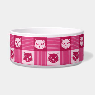 Cat Face Pink Gingham Pattern Cute Voerbakje