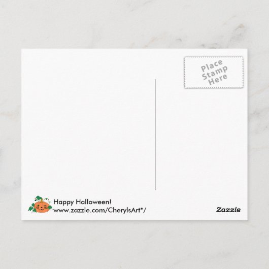 Cat Face Pumpkin Happy Halloween Briefkaarten (Achterkant)