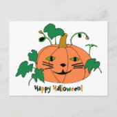 Cat Face Pumpkin Happy Halloween Briefkaarten (Voorkant)