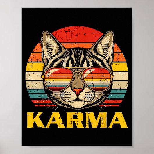 Cat Face Sungles Karma Funny Kitten Kitty Men Wome Poster (Voorkant)