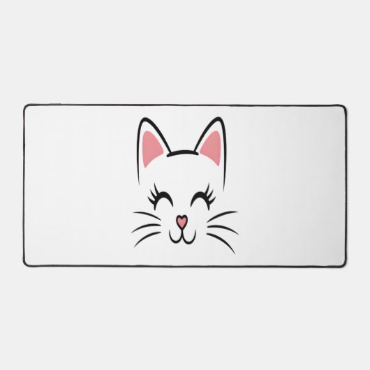 Cat Face Whiskers Print Liefde Halloween Bureaumat (Voorkant)